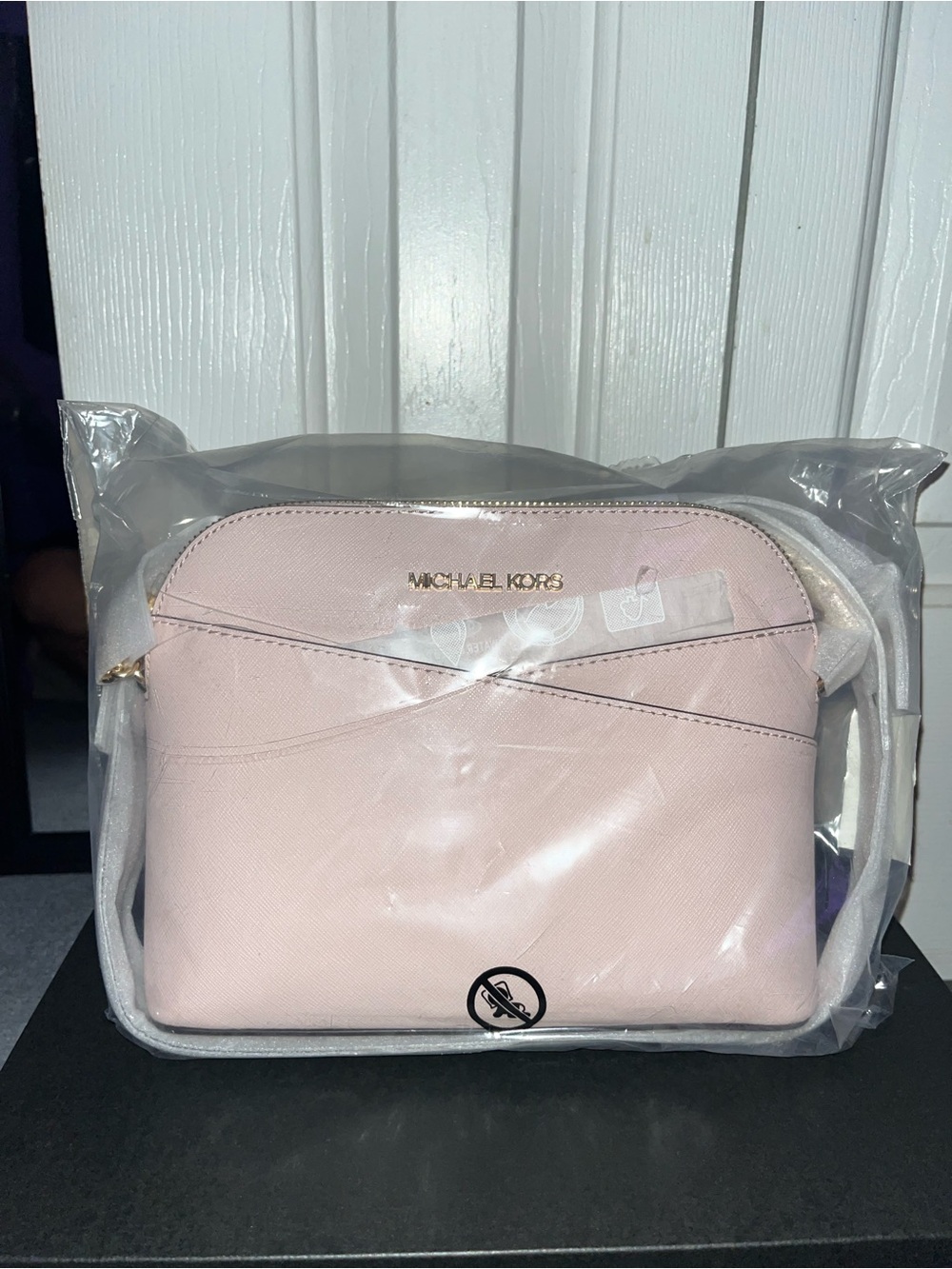 Michael Kors Pale Pink Saffiano Crossbody with Gold Logo